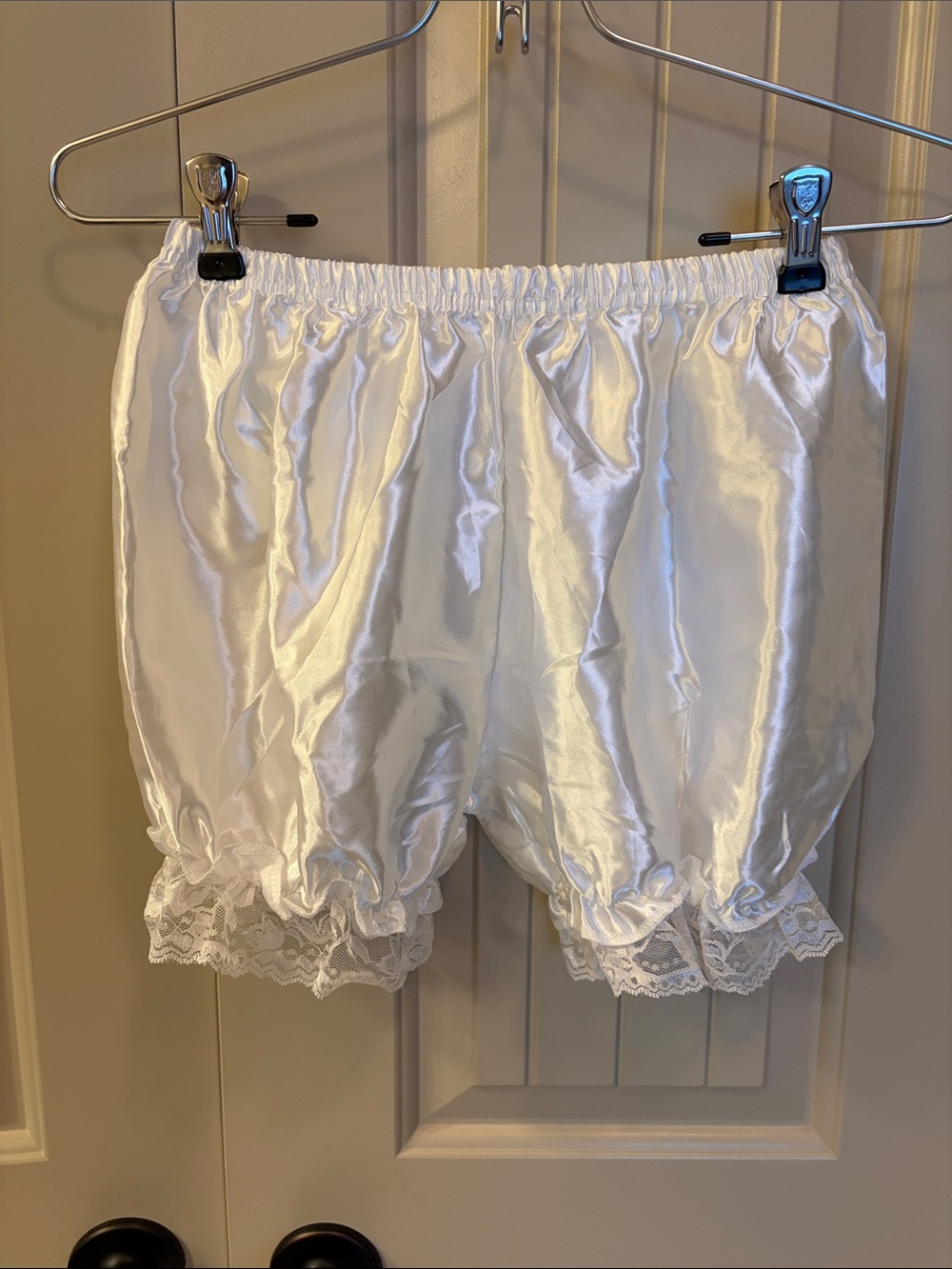 White Satin Lace-Trim Girls' Bloomers Shorts